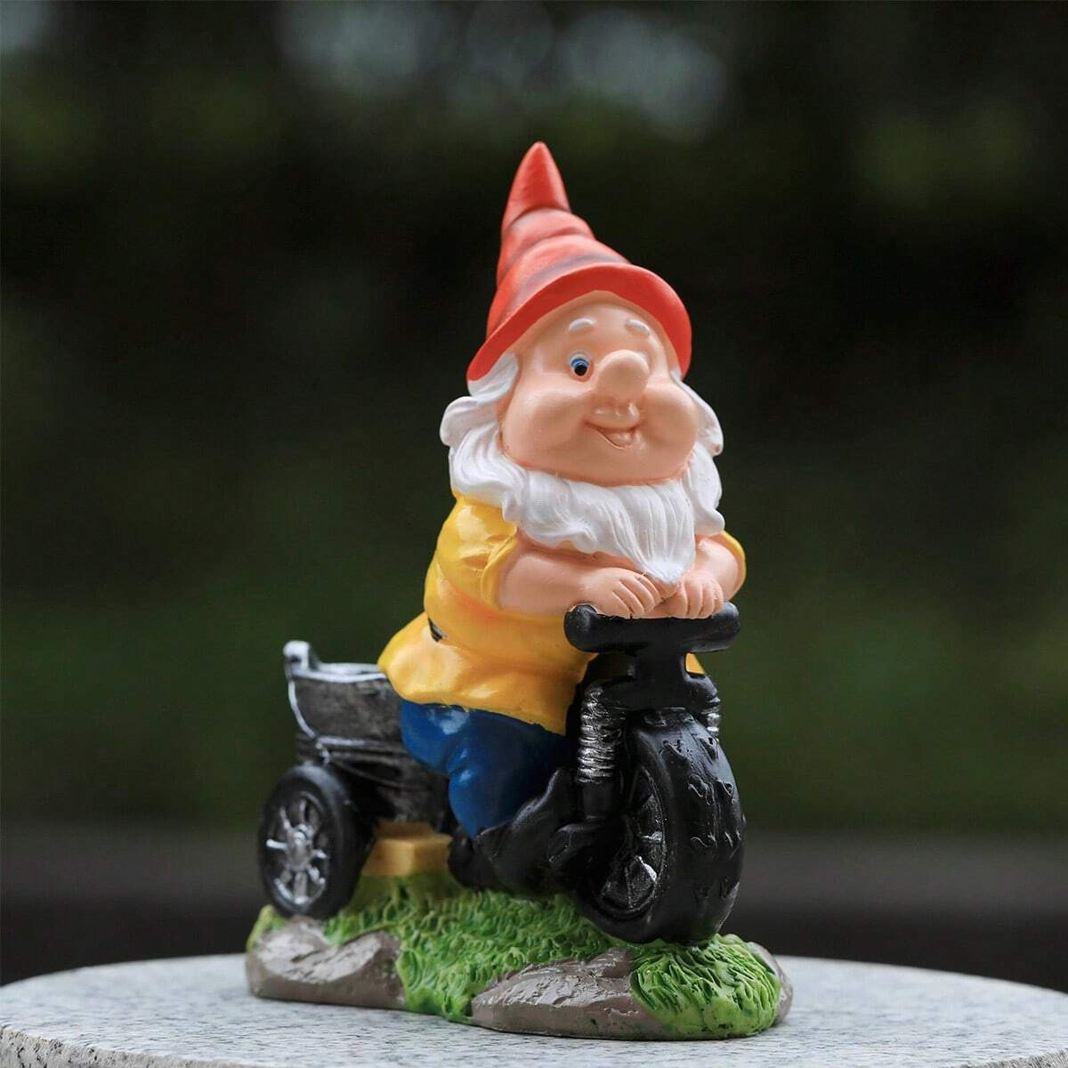 Whimsical Biking Gnome Garden Statue - Hand-Painted Resin Cycling Dwarf Sculpture for Patio, Lawn, and Outdoor Yard Decor - Image 2