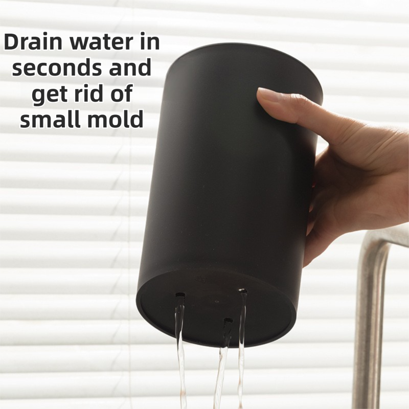Matte Black Modern Multi-Slot Knife Block with Secure Wave Insert & Drainage - Space-Saving and Smooth Withdrawal, Preventing Fallout Design - Image 5
