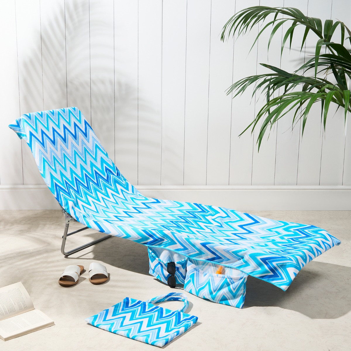 2-in-1 Microfiber Sun Lounger Towel & Portable Tote Bag - Sand-Free & Quick Dry Beach Chair Cover with Side Pockets (ST003 / 75x211cm) - Image 1