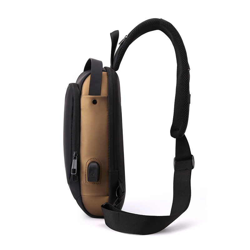 Black High Capacity Anti-Theft Tactical Chest Bag - Waterproof Leather-Film Sling with USB Charging & TSA Password Lock - Image 3