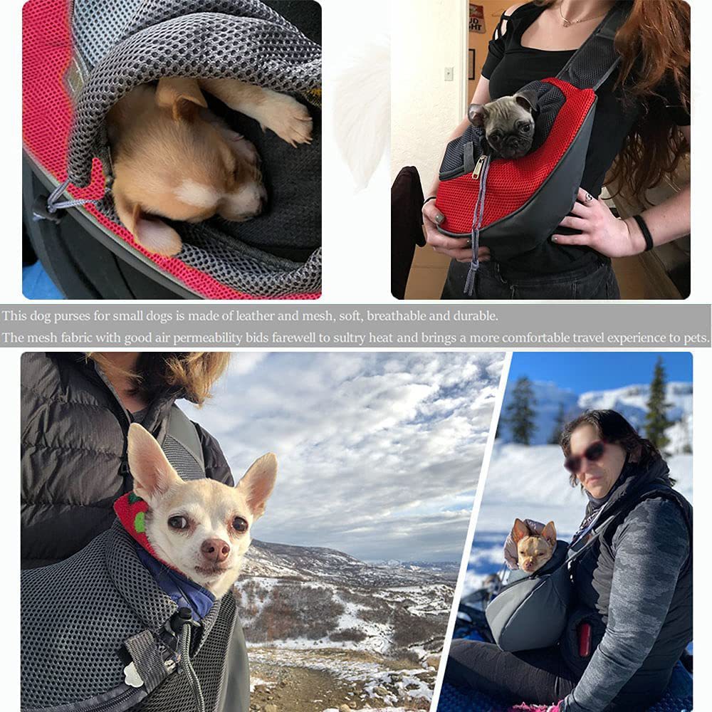 Red Hands-Free Pet Chest Carrier - Breathable Mesh Crossbody Bag for Dogs & Cats within 2.5KG - Image 2