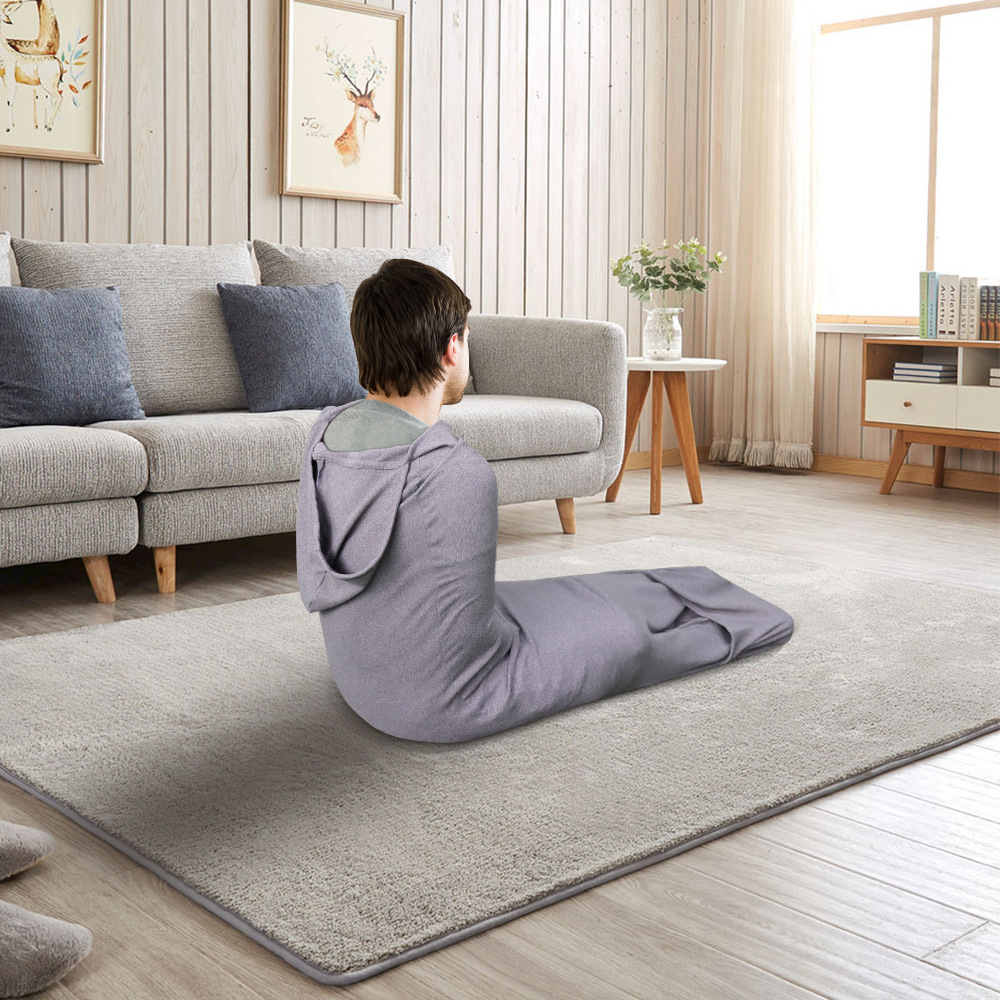 Soft Fleece Wearable Shark Sleeping Bag - Thickened Anti-Kick Warm Onesie and Mobile Sleep Cabin for Adults (L 185*50CM) - Image 1