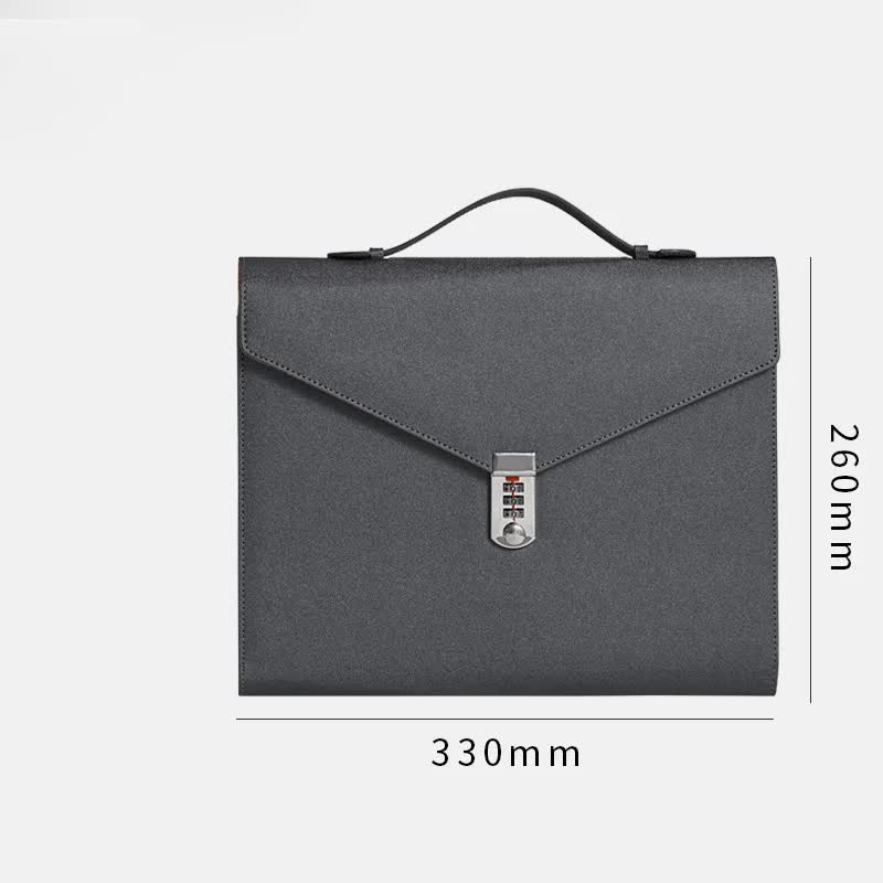 Black Anti-Theft Document Organizer with Secure Password Lock - Waterproof PU Leather Confidential File Bag - Image 4