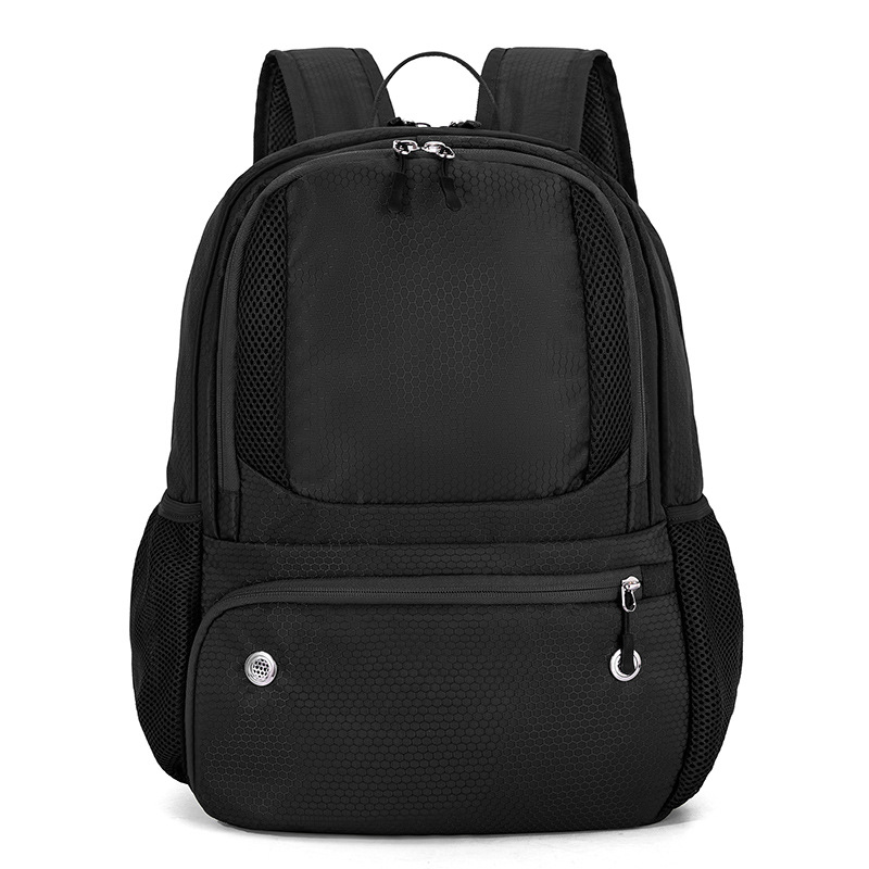 24L High-Capacity Black Basketball Backpack with Shoe Compartment & Dedicated Ball Zone - Waterproof & Durable Oxford Training Bag - Image 1