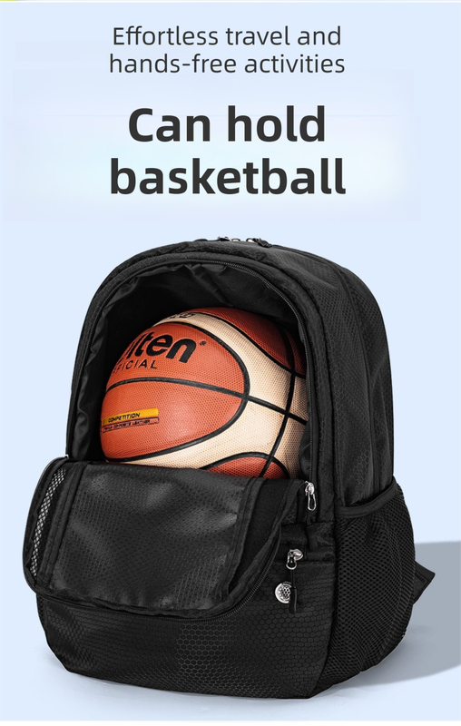 24L High-Capacity Orange Basketball Backpack with Shoe Compartment & Dedicated Ball Zone - Waterproof & Durable Oxford Training Bag - Image 4