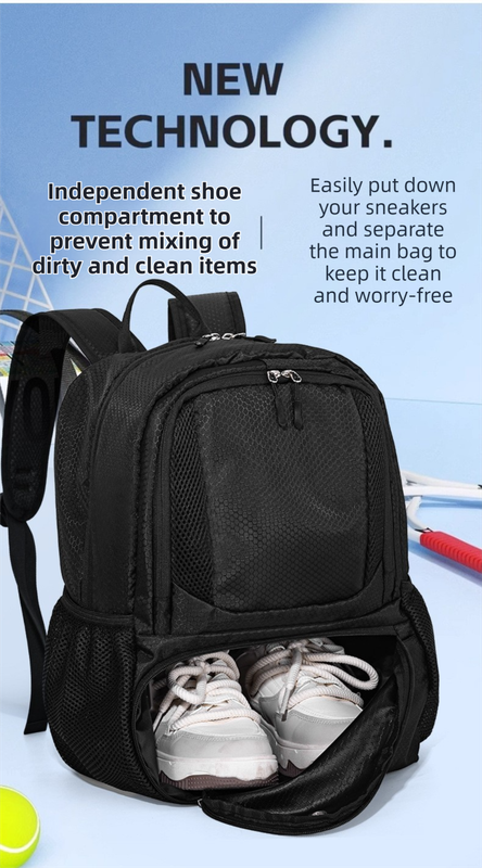 24L High-Capacity Light Blue Basketball Backpack with Shoe Compartment & Dedicated Ball Zone - Waterproof & Durable Oxford Training Bag - Image 3