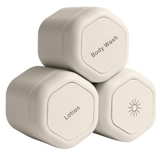 3-Piece Beige Magnetic Travel Capsules - Leak-Proof & TSA-Friendly Cosmetic and Skin Care Containers - Image 1