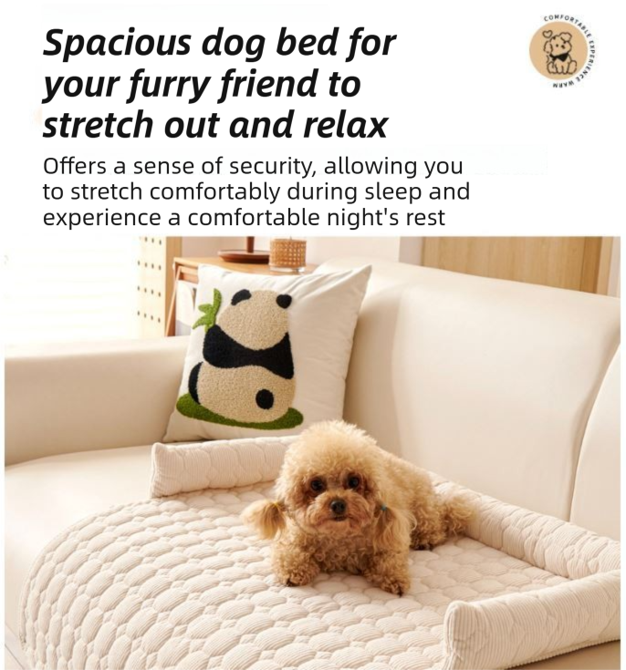 Beige Pet Sofa Protector & Calming Bolster Bed with Diamond Lattice - 75x75CM Thickened Non Slip Furniture Cover for Cats & Dogs - Image 5