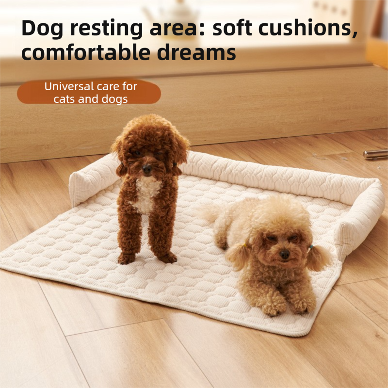 Light Grey Pet Sofa Protector & Calming Bolster Bed with Cable Knit - 75x75CM Thickened Non Slip Furniture Cover for Cats & Dogs - Image 2