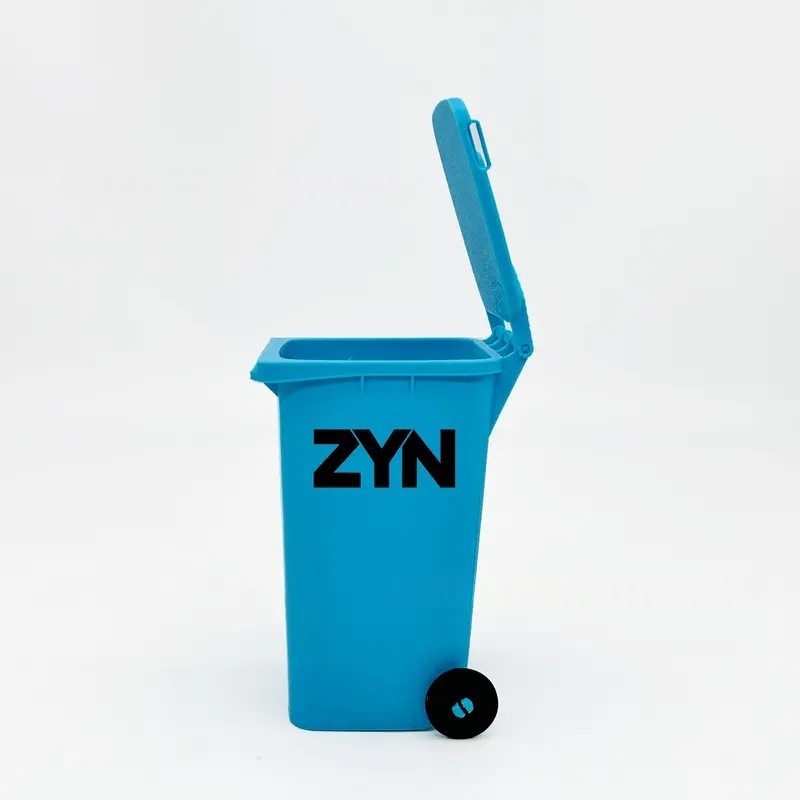 Light Blue Mini Zyn Bin Desk Simulation Trash Can - Novelty Desktop Decor & Storage Box - Image 1