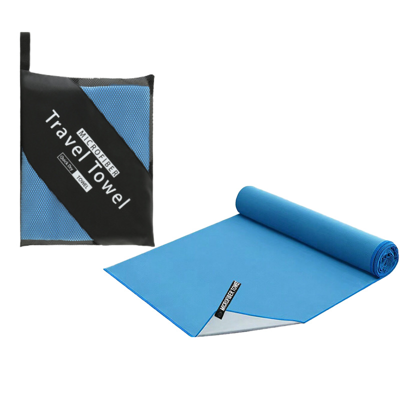 40×80CM and 76×152CM Ultra-Fine Microfiber Double-Sided Fleece Towel Set - Rapid Drying Travel & Fitness Essentials (Blue Grey) - Image 1