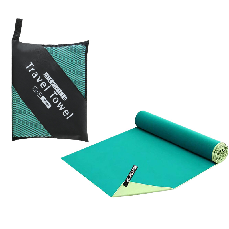 40×80CM and 76×152CM Ultra-Fine Microfiber Double-Sided Fleece Towel Set - Rapid Drying Travel & Fitness Essentials (Green) - Image 1