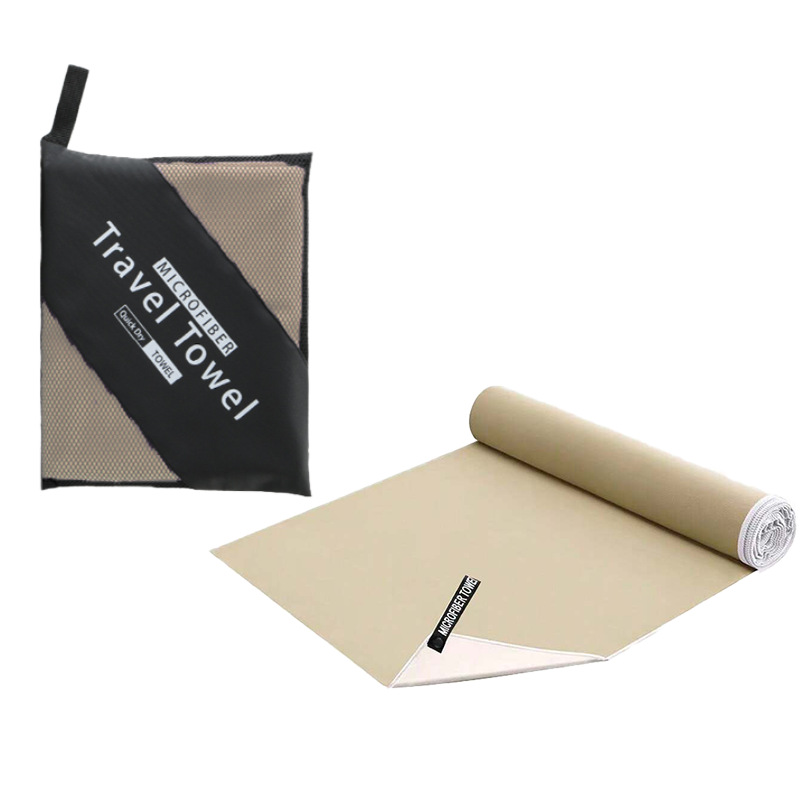 40×80CM and 76×152CM Ultra-Fine Microfiber Double-Sided Fleece Towel Set - Rapid Drying Travel & Fitness Essentials (Khaki Pink) - Image 1