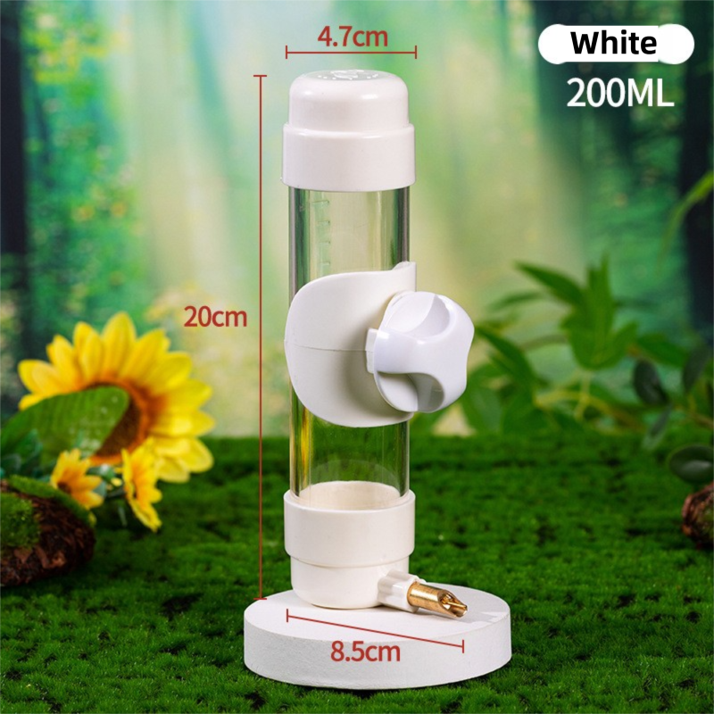 White Automatic Bird Water Dispenser with Extended Brass Needle Valve and Graduated Marking - 200ML Transparent Threaded Cap Feeder - Image 1