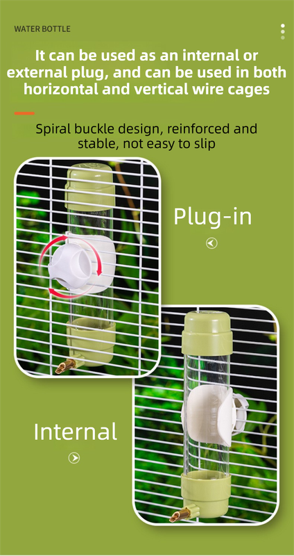 White Automatic Bird Water Dispenser with Extended Brass Needle Valve and Graduated Marking - 200ML Transparent Threaded Cap Feeder - Image 5