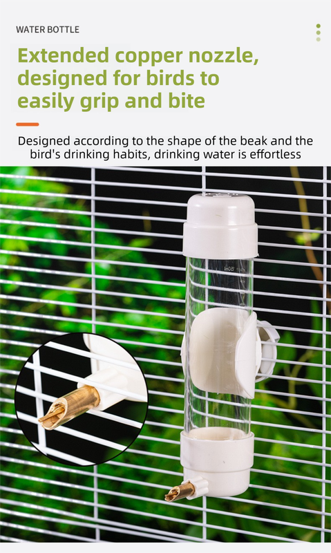 Green Automatic Bird Water Dispenser with Extended Brass Needle Valve and Graduated Marking - 200ML Transparent Threaded Cap Feeder - Image 2