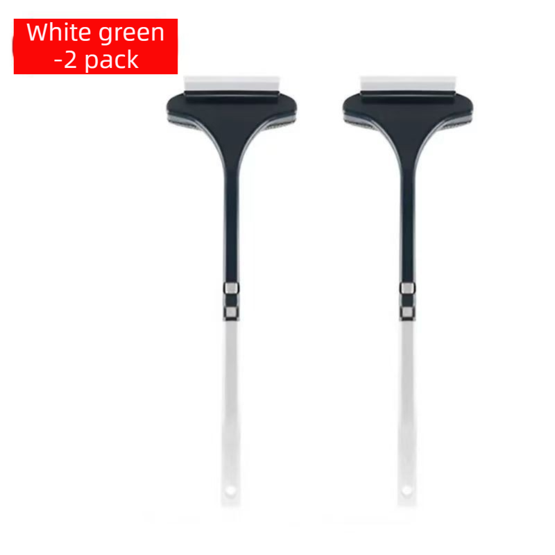 2-Pack 2-in-1 Professional Window Screen Brush & Glass Cleaner - Detachable Long-Handle Squeegee & Scrubber (White Green) - Image 1