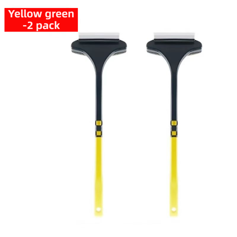 2-Pack 2-in-1 Professional Window Screen Brush & Glass Cleaner - Detachable Long-Handle Squeegee & Scrubber (Yellow Green) - Image 1