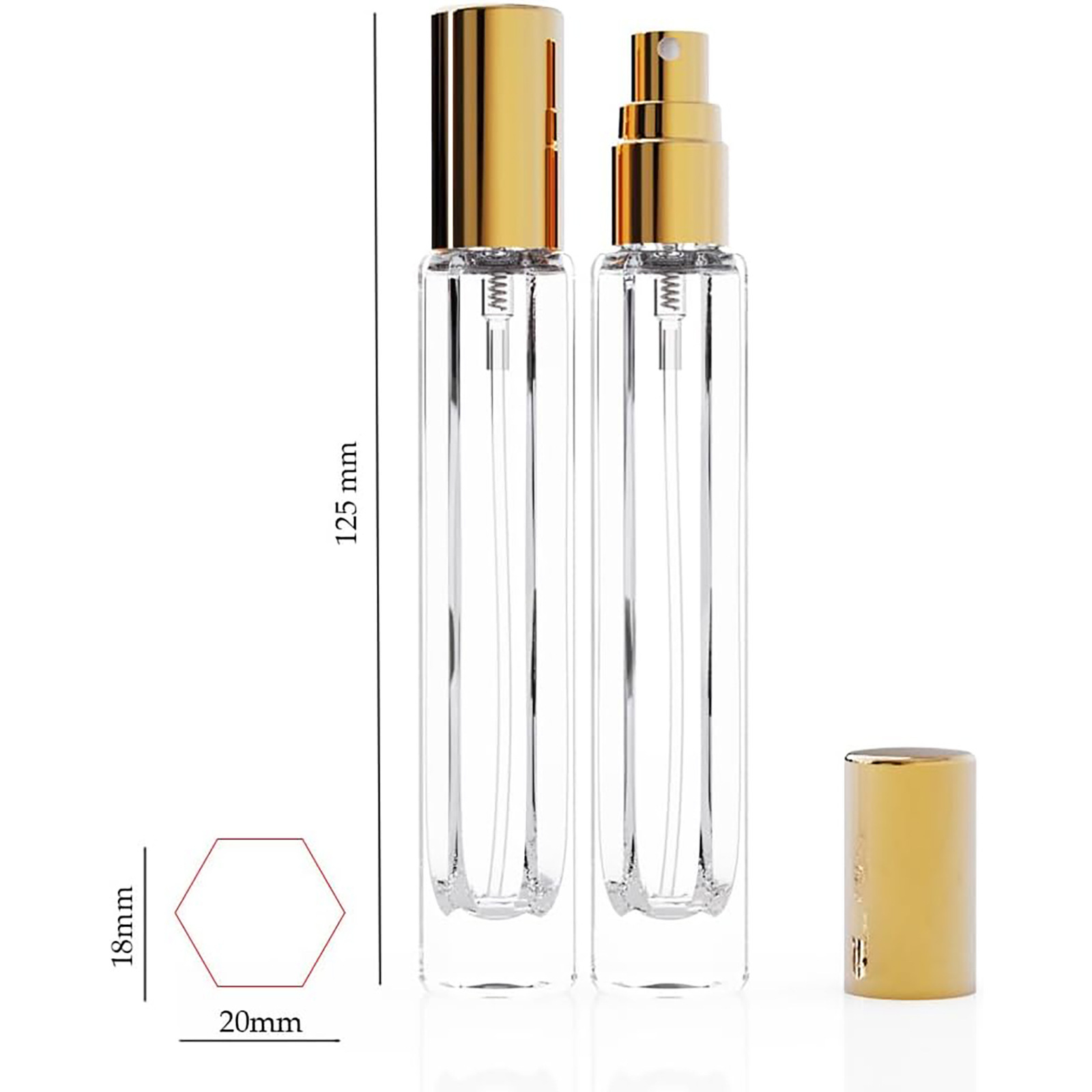 5-Piece Black Premium Glass Travel Perfume Atomizer Set - 10ml Portable Refillable Sprayers with Transfer Tools - Image 2