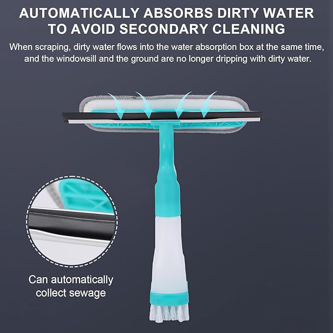4-in-1 Versatile Window Cleaning Kit (4 Pack) - All-in-One Spray, Squeegee, Brush, and Plush Scrubber - Image 4