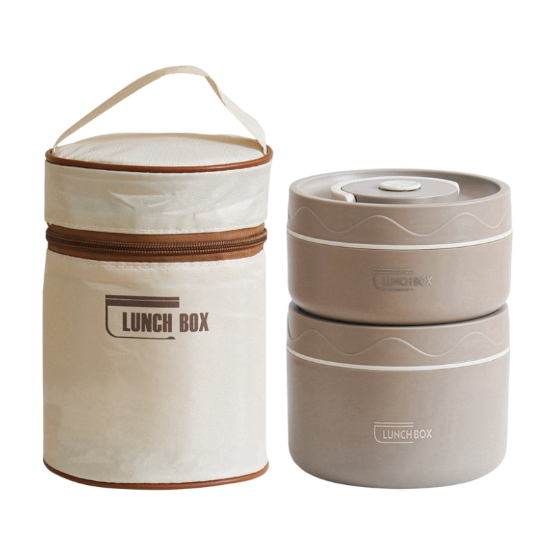 2-Pack Brown 304 Stainless Steel Microwave-Safe Lunch Box Set - Stackable Insulated Bento Containers for Office & School - Image 1