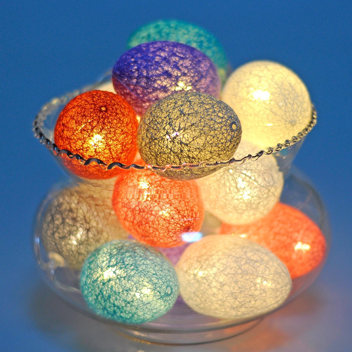 1.5M Easter Cotton Ball Egg String Lights (10 LED)  - Colorful Egg-Shaped Fairy Light Holiday Decor - Image 2