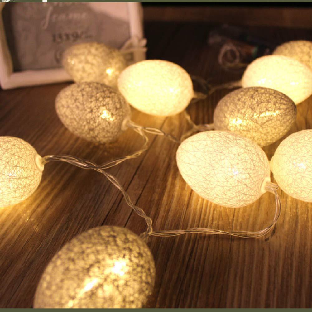 1.5M Easter Cotton Ball Egg String Lights (10 LED)  - Colorful Egg-Shaped Fairy Light Holiday Decor - Image 3