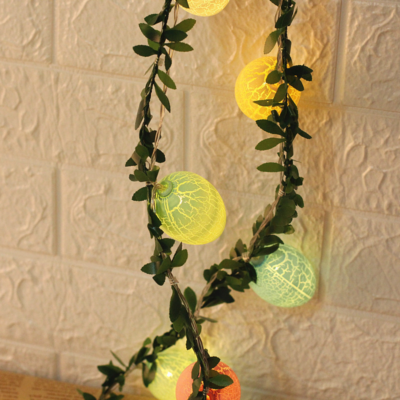 2M Easter Green Leaf & Pastel Egg String Lights (10-LED) - Artificial Vine Fairy Lights for Festival Indoor Decor - Image 2