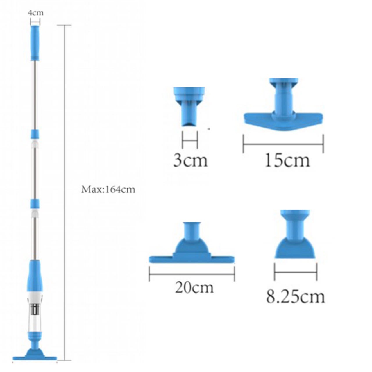 Blue and White Cordless Underwater Pool Vacuum with 3 Cleaning Heads & 164cm Extended Reach - Rechargeable Handheld Spa & Pond Cleaner - Image 6