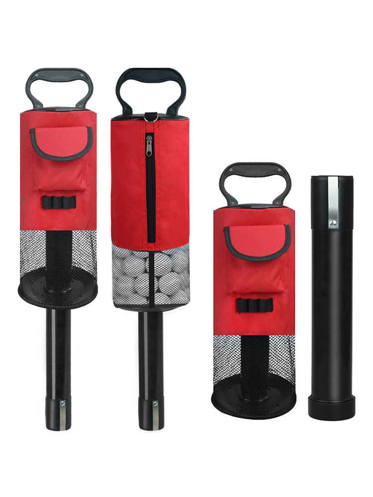 Black and Red Lightweight Golf Retriever with Detachable No-Bend Shag Tube & Mesh Bag Holding Up to 70-Ball - Image 1
