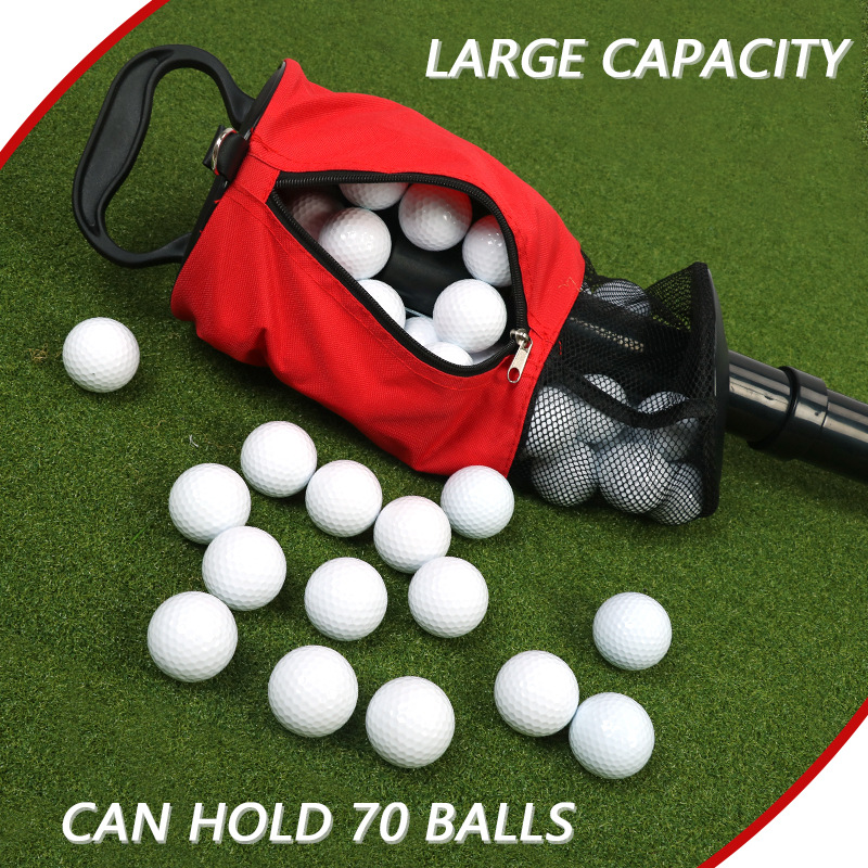 Black and Red Lightweight Golf Retriever with Detachable No-Bend Shag Tube & Mesh Bag Holding Up to 70-Ball - Image 3