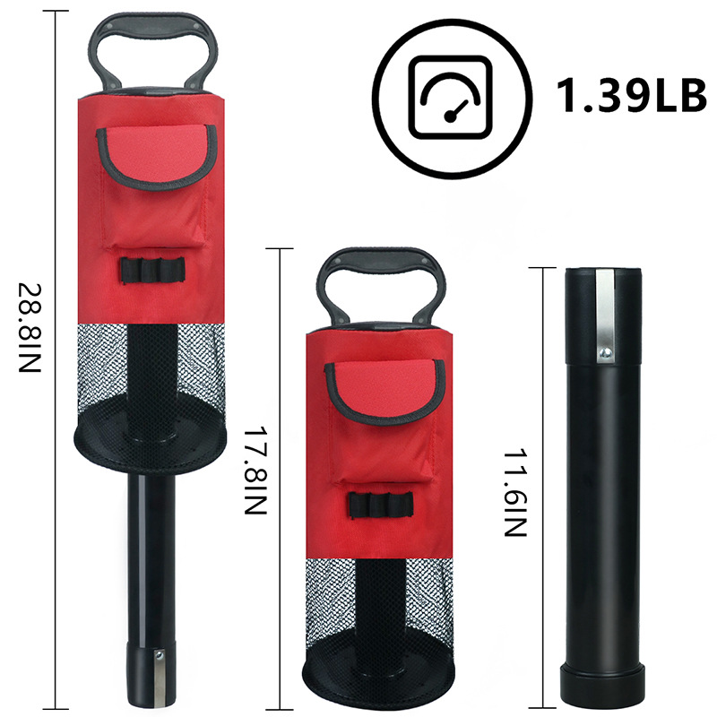 Black and Red Lightweight Golf Retriever with Detachable No-Bend Shag Tube & Mesh Bag Holding Up to 70-Ball - Image 4