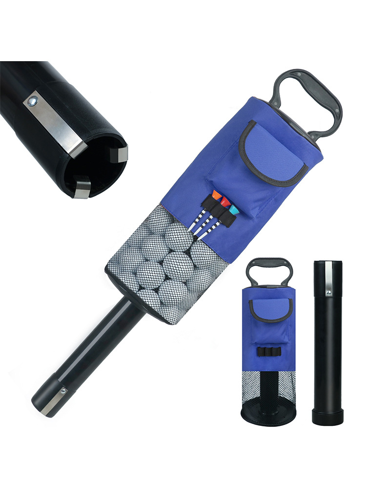 Black and Blue Lightweight Golf Retriever with Detachable No-Bend Shag Tube & Mesh Bag Holding Up to 70-Ball - Image 1