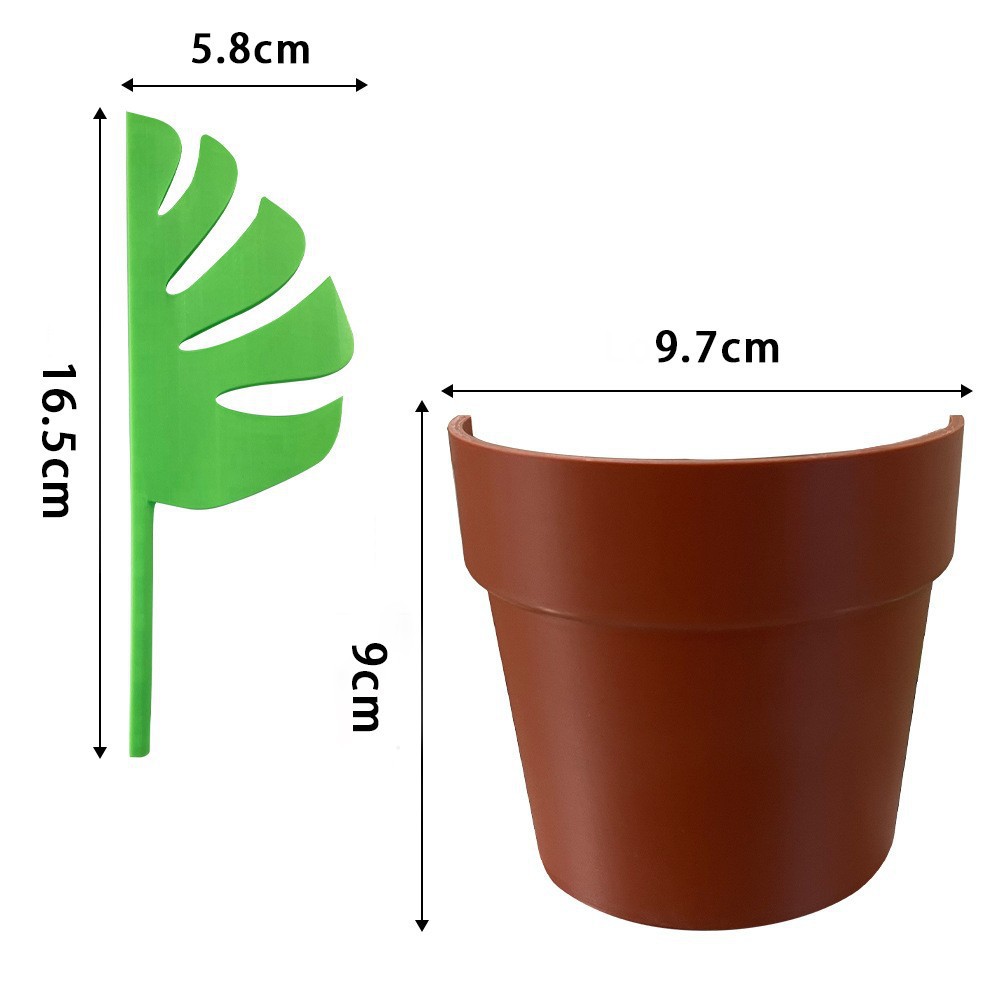 2 Set Mirror-Mount Half-Leaf Monstera Bathroom Organizer (Vase + 3 Leaves) - Decorative Home Vanity Set - Image 4