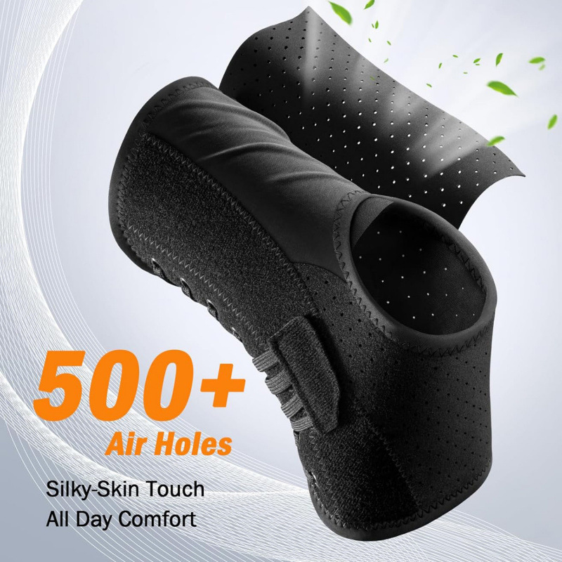 L Size Black Triple-Layer Compression Ankle Brace With Adjustable Lace-Up - Breathable Sprain Prevention Sleeve - Image 4