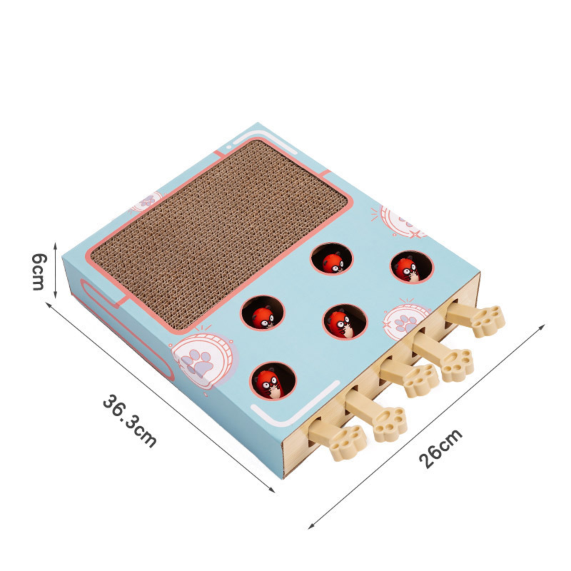 3-in-1 Whack-A-Mole Cat Toy & Scratching Lounge - Spring Swivel Toy, Interactive Puzzle Box and Multi-Functional Cat Scratcher - Image 1