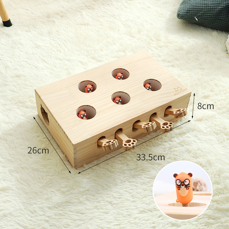Whack-A-Mole Cat Toy (Figurine Mole & 5 Hole) - Interactive Puzzle Box - Image 1