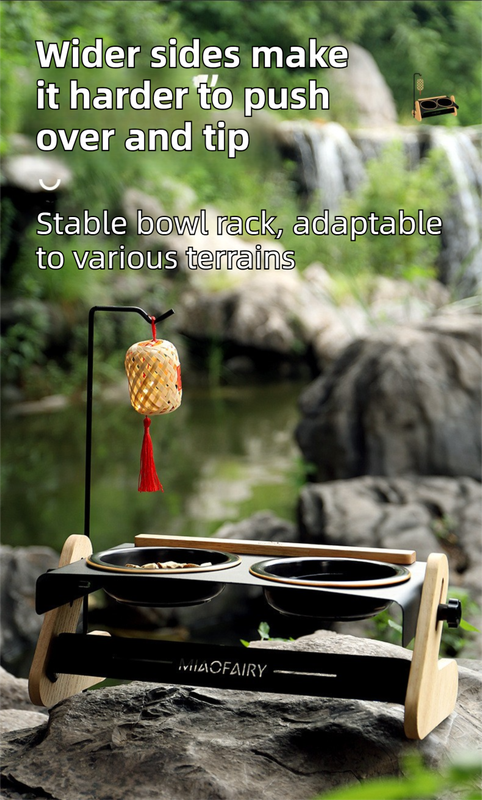 Black Elevated Adjustable (9-14CM) Double Ceramic Bowls Pet Diner - Ergonomic 270° Tilt Controlled Tip-Proof Stable Iron Base - Image 5