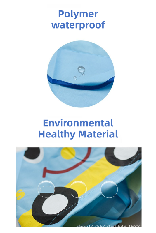 Yellow Duck Kids Cartoon Animal Raincoat - Waterproof Hooded Rain Poncho for Toddlers & Students (90-130CM Height) - Image 3