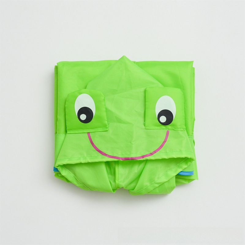Green Frog Kids Cartoon Animal Raincoat - Waterproof Hooded Rain Poncho for Toddlers & Students (90-130CM Height) - Image 1
