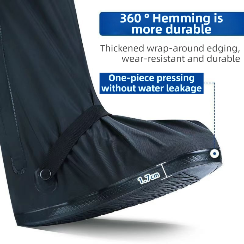 A Pair 40CM High-Tube Double-Layer Waterproof Rain Boot Covers - Durable Anti-Slip Reflective Motorcycle Over-Shoes (M Size) - Image 4