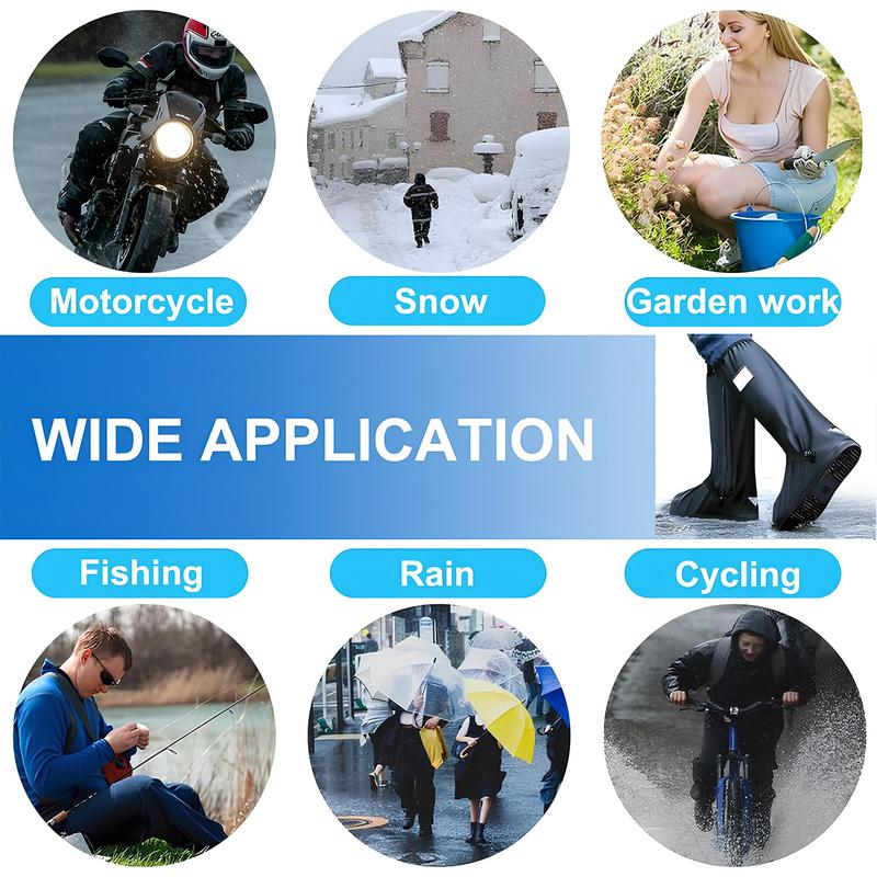 A Pair 40CM High-Tube Double-Layer Waterproof Rain Boot Covers - Durable Anti-Slip Reflective Motorcycle Over-Shoes (L Size) - Image 7