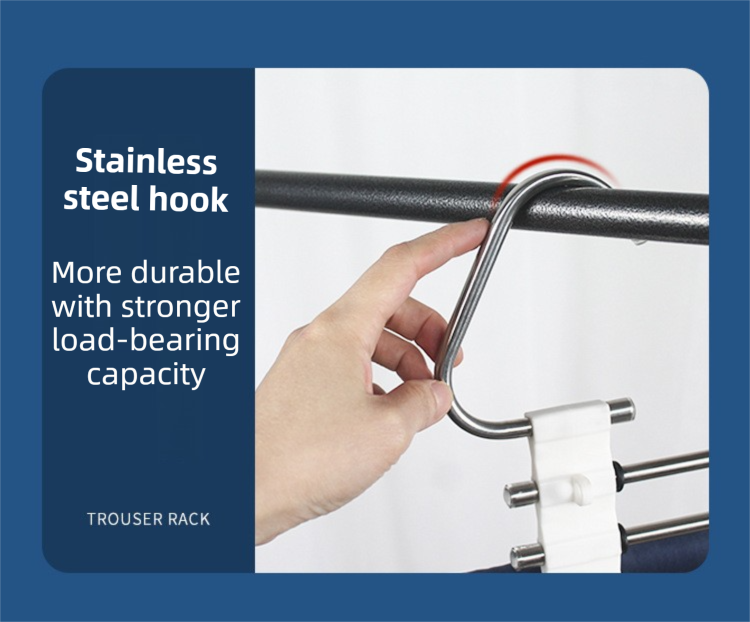 5-Tier Sliver Stainless Steel Pants Rack and 10-Pack Magic Cascading Hangers Set - Space-Saving Closet Organizer Kit - Image 8