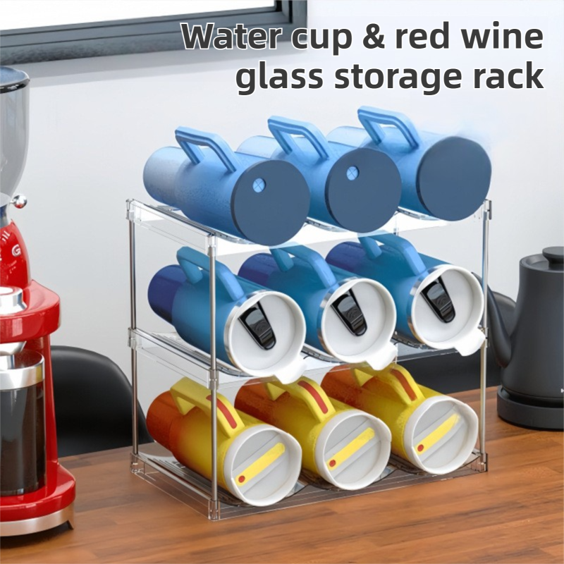 4-Tier Stackable Transparent Cup & Wine Organizer - Detachable Tumbler & Bottle Desktop Rack - Image 2