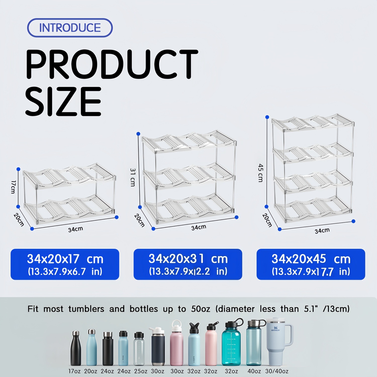2-Tier Stackable Black Cup & Wine Organizer - Detachable Tumbler & Bottle Desktop Rack - Image 3
