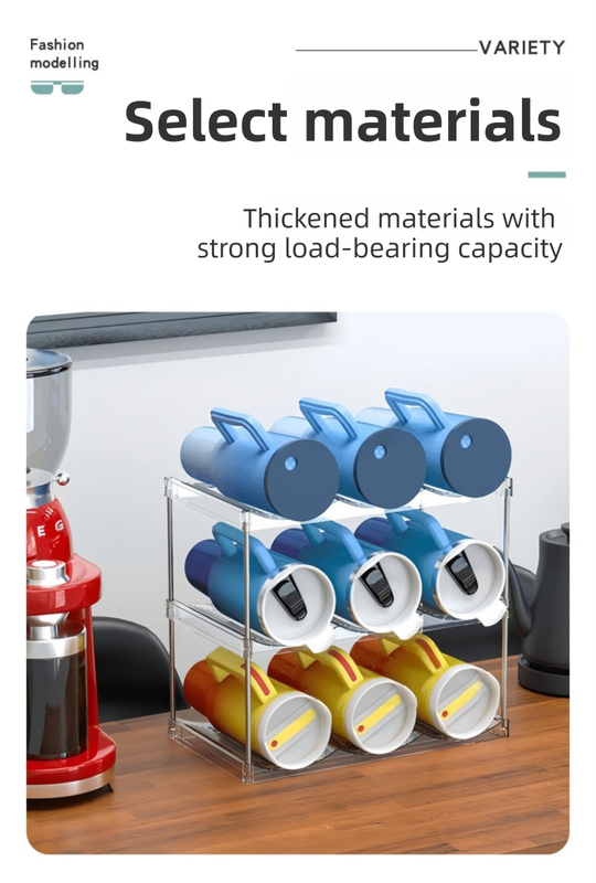 3-Tier Stackable Black Cup & Wine Organizer - Detachable Tumbler & Bottle Desktop Rack - Image 5