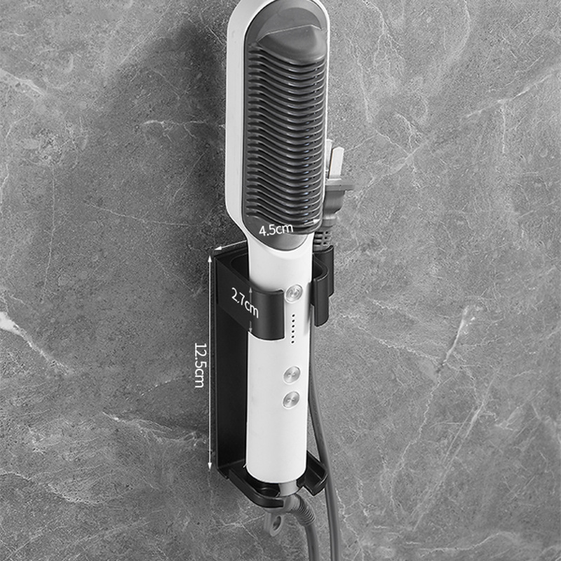 White Wall-Mounted Aluminum Curling Iron Holder with Tidy Cord - Heat-Resistant Hair Straightener Storage Rack for Diameter ≤ 36mm - Image 1