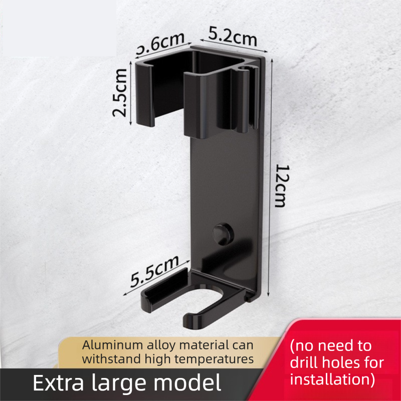 Large Black Wall-Mounted Aluminum Curling Iron Holder with Tidy Cord - Heat-Resistant Hair Straightener Storage Rack for Diameter ≥ 36mm - Image 1
