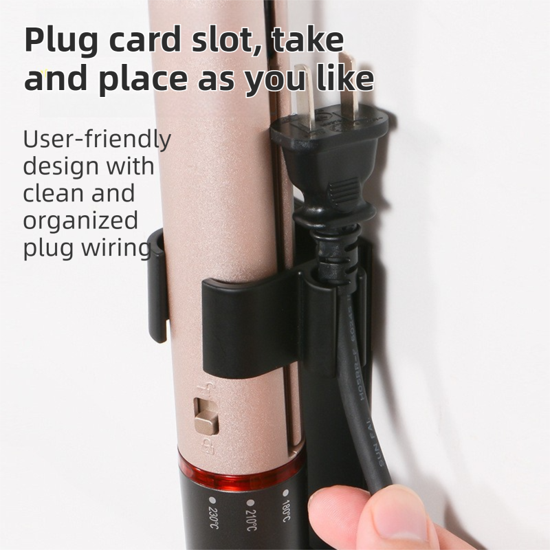Large Black Wall-Mounted Aluminum Curling Iron Holder with Tidy Cord - Heat-Resistant Hair Straightener Storage Rack for Diameter ≥ 36mm - Image 3