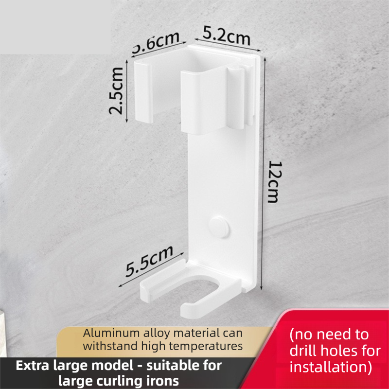 Large White Wall-Mounted Aluminum Curling Iron Holder with Tidy Cord - Heat-Resistant Hair Straightener Storage Rack for Diameter ≥ 36mm - Image 1